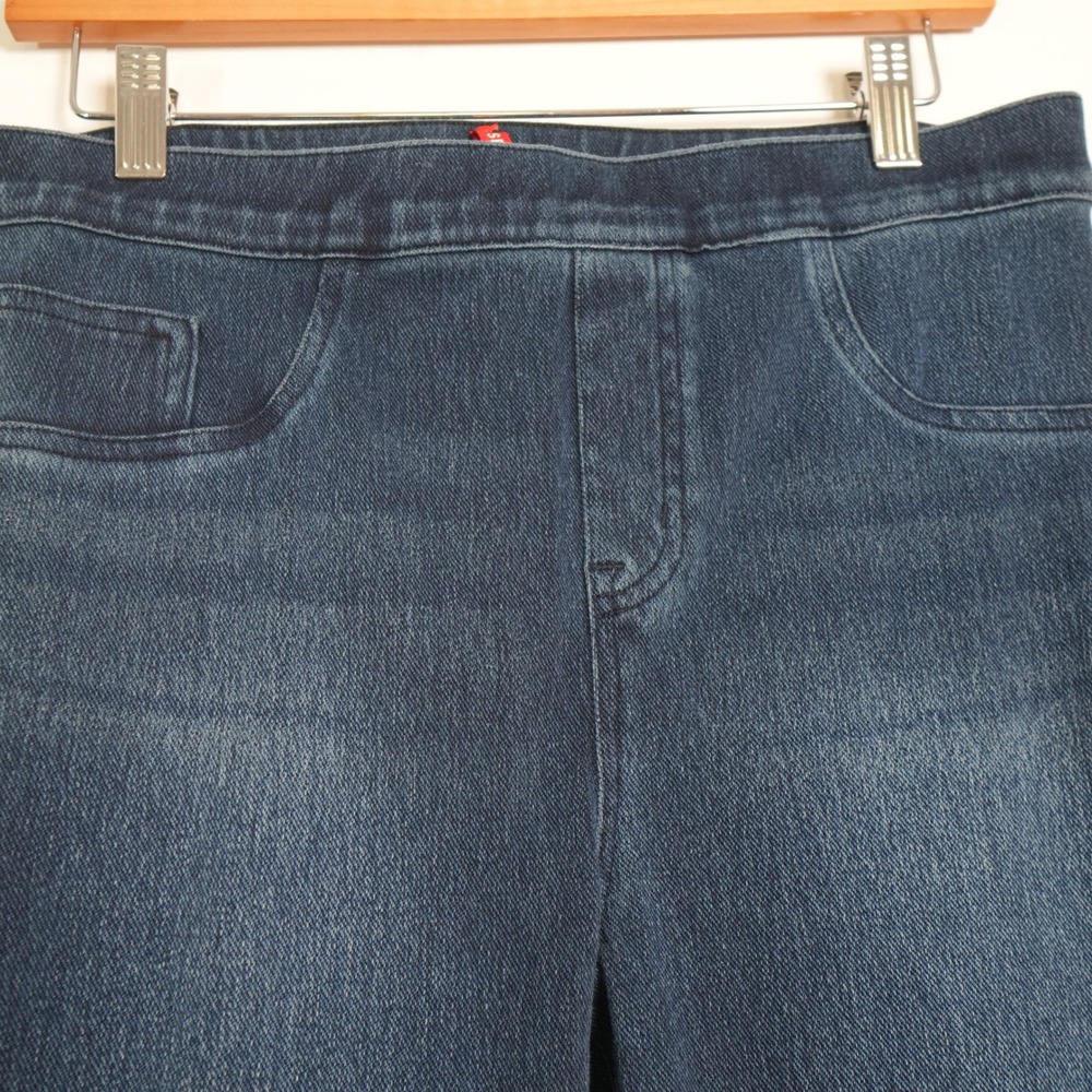 Spanx Jean-ish Leggings Womens Large Petite Dark Blue High Rise Slimming Denim - Picture 4 of 10